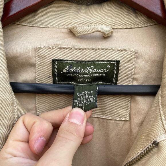 Eddie Bauer Cotton Twill Heavyweight Chore Jacket Beige Barn Coat Size Large - Picture 5 of 5